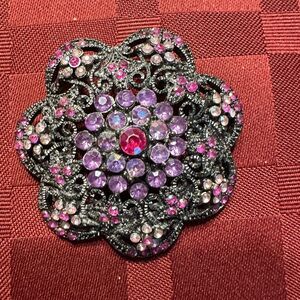 Older Pink stone Flower Brooch Pin Pendant